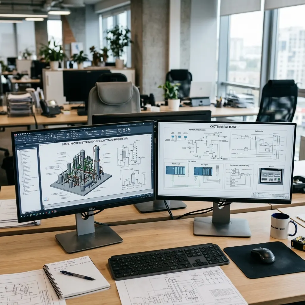Проектирование технологической установки: CAD-модель и схемы ПАЗ / АСУ ТП